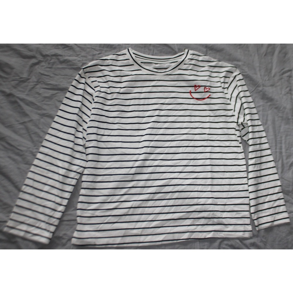 Women's Long Sleeve T-Shirt - A New Day white Striped Size Small
